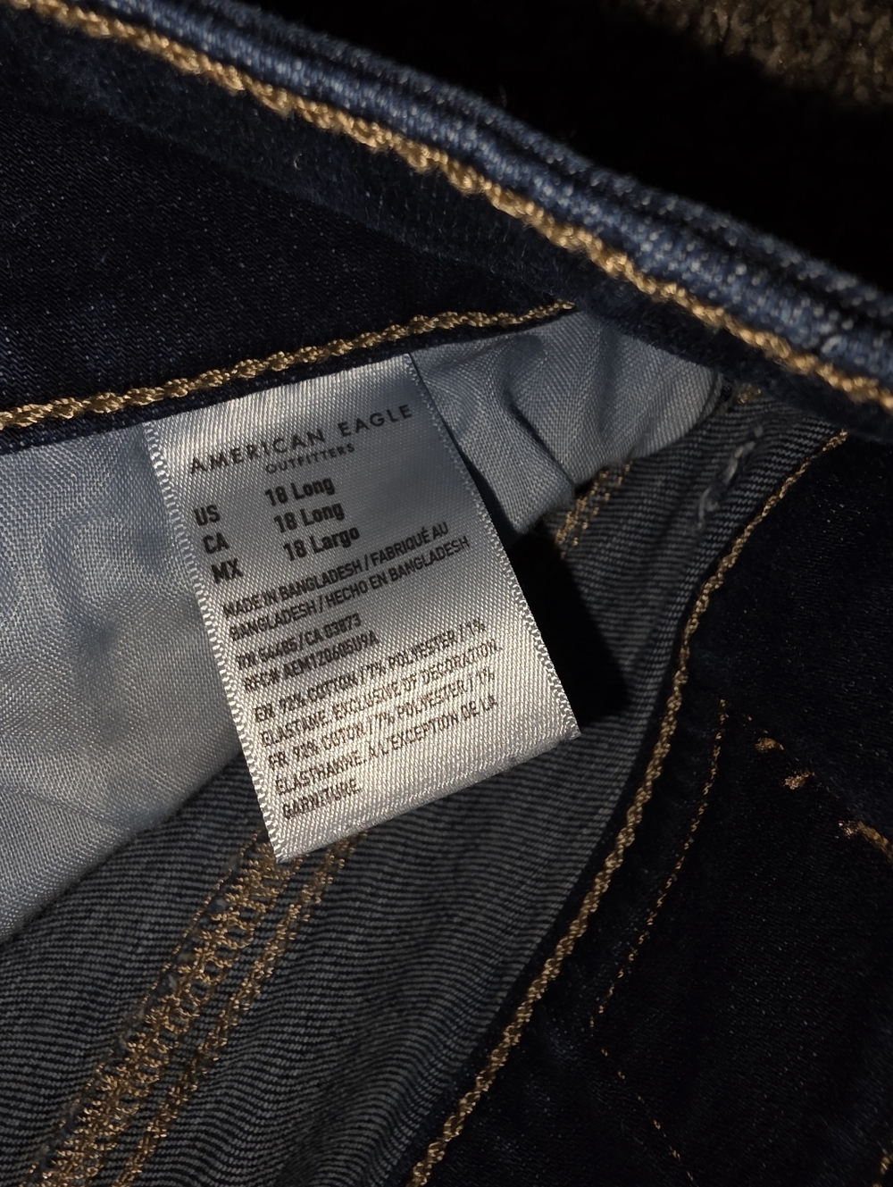 America Eagle Hi-rise Artist Flare Dark Indigo Jeans 18 Long - Picture 5 of 5